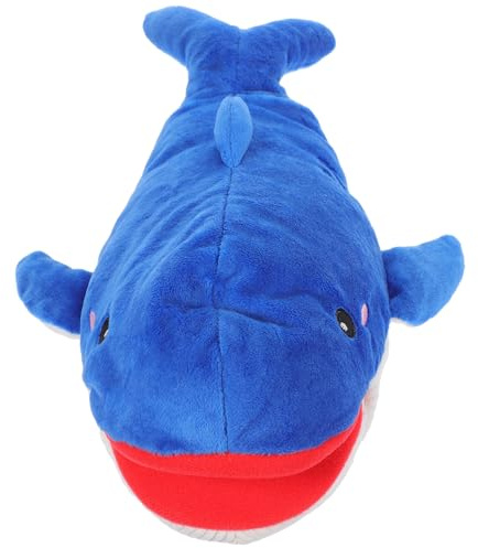 Parliky Marionetta a Mano Balena Blu 30 cm in Peluche Ultra Morbido, Pupazzo Animale Realistico per Raccontare Storie, Giocattolo Creativo Educativo, Adatto a Giochi Interattivi