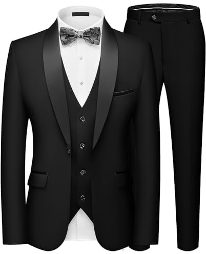 Autsel Traje para Hombre de 3 Piezas Slim Fit Ajustada Elegantes Boda