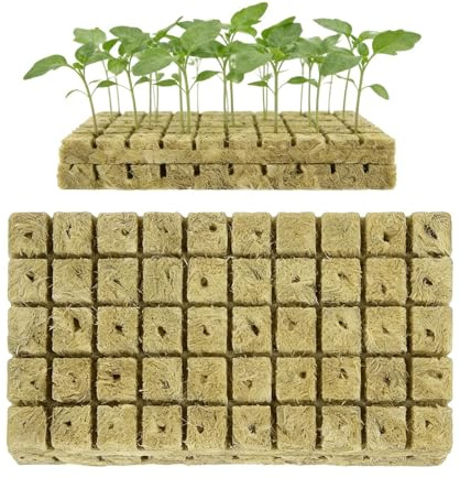 Bloques De Lana De Roca Para Plántulas Sin Tierra, C-ubos De Lana De Roca Perforados (100 Piezas), Estera Propagación Para Siembra Sin Tierra, Fácil De Insertar, Para Esquejes, Clonación, Jardinería