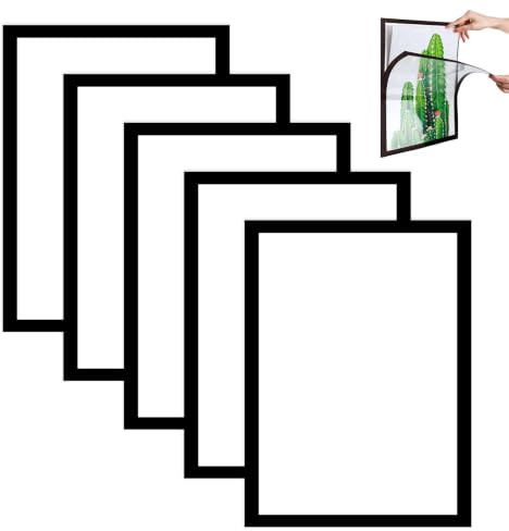 Duronge Marco Magnético A4 Autoadhesivo, Pack de 5 Marcos de Fotos de PVC Transparente, Soporte de Exhibición Magnético para Pared y Ventana, Ideal para Oficina, Hogar y Comercio