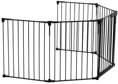 Safety 1st Modular 5 Panel Parc Bébé, 64-296 cm, Ouverture 1 Main, Black | Barrière Escalier Extra Large, Espaces Irréguliers et Larges, Verrou Extra Sûr, Installation Rapide et Facile