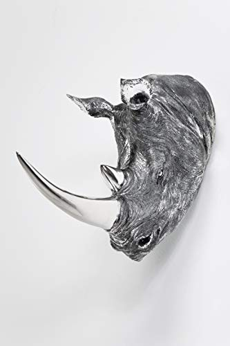 Kare Design Deko Kopf Rhino, Silber, Nachbildung Nashornkopf, Deko Objekt, 53x44x19 cm (H/B/T)