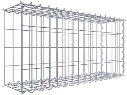 GABIONA Cesta para piedra (rectangular, malla de 5 x 10 cm, profundidad de 20 cm, cesta de cultivo tipo 2, cierre de espiral, galvanizada (80 x 40 x 20 cm)
