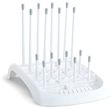 Munchkin Fold Baby Bottle Drying Rack - Compact Design Folds Flat for Easy Storage, White/Grey