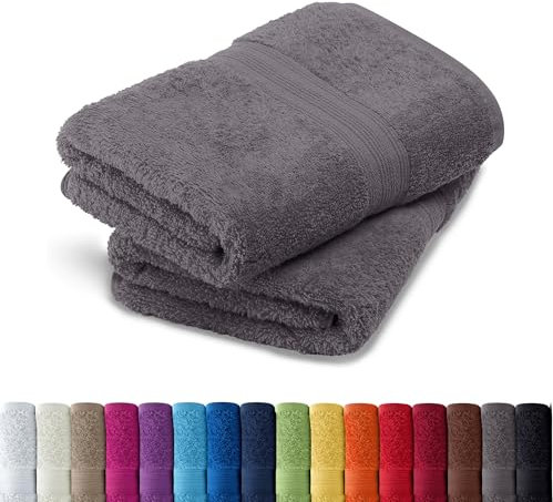 AR Line 2er Pack zum Sparpreis, Frottier Handtuch-Serie - in 8 Größen und 16 Farben 100% Baumwolle 500 g/m², 2er Pack Handtücher (50x100 cm) in Anthrazit-Grau