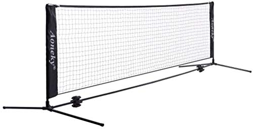 Aoneky Tennis Kit 2M/3M /6M x83cm, Metallrahmenständer und Stark PE-Tennisnetz | Tragbares Pickleball Tennisnetz mit Aufbewahrungstasche für Garten Strand Pool(6m)