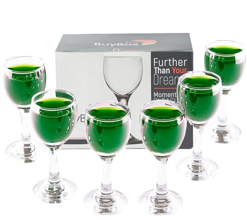 Verres à Shot à Pied, Lot de 6 (2oz/55ml). Verres à Liqueur, Verre à Cordial, Sherry, Absinthe, Mini Verres à Vin, Porto, Apéritif