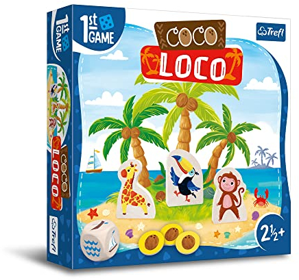 Trefl - Coco Loco, Erstes Brettspiel - Brettspiel für die Kleinsten, Exotische Tiere, Kooperatives Spiel für Kleinkinder, Große Elemente, Lernen durch Spielen, Spiel für Kinder ab 2,5 Jahren