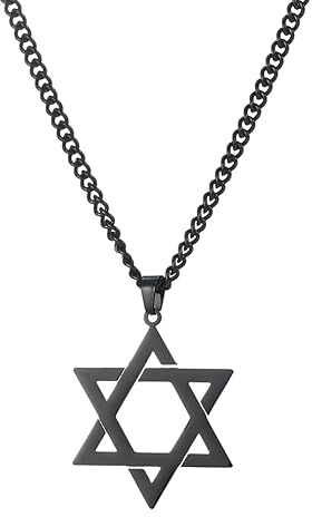 VASSAGO Star of David Pendant Necklace Solomon Six-Pointed Star Talisman Stainless Steel Hexagram Jewish Israel Jewelry for Men
