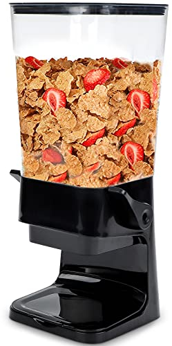 Tokokimo Dispenser Cereali, Non Frantuma Gli Alimenti, Porta Cereali da Colazione, 42x16x16.5cm Adatto a Cereali Per La Prima Colazione, Caramelle, Grande Capacità di 5.5L, Nero - 1 pezzo