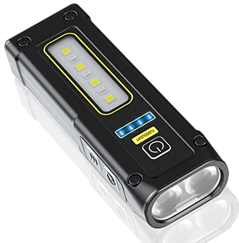 QIANGUANG Torcia elettrica LED ricaricabile EDC, torcia tattica super luminosa con luce di lavoro rosso blu e COB, torcia magnetica portatile multifunzione impermeabile IPX4 (nero)