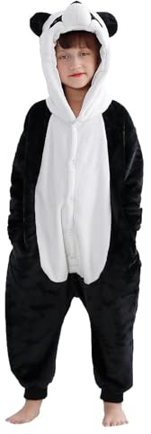 COOKY.D Pijama para Niños con Capucha de Dibujos Animados, Mono Pijama Gamer para Niñas, Vestiendo para Dormir, Disfraz Infantil de Una Pieza, Regalo,Panda 7-8 Años