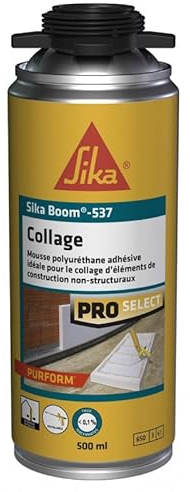 SIKA - Mousse polyuréthane adhésive - Sika Boom-537 Collage blanc - Collage d’éléments de construction non structuraux - Aérosol pistolable - 500 ml