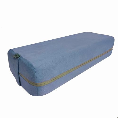 NGT Yoga Bolster Pillow, Rectangular Cushion with Foam Wedges, Washable Suede Cover, Meditation Support with Handles (Blue, 63 * 25 * 15 cm)