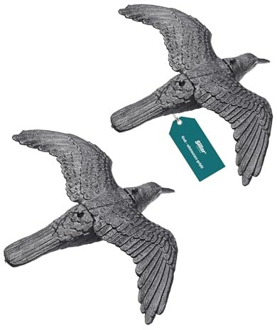 Sillar Kråka 2 Stycken, Duvavvisare, Fågel Skrämsel Plast, Svart Korp som Flyger | Fågelavvisare och Balkongdekoration, Skydd Mot Irriterande Fåglar | Plast Korp Naturlig Skadedjursbekämpning