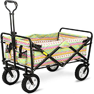 CCYENG Gartenwagen, Trolley, faltbar, Ziehwagen, Handkarren, Klappwagen, Handwagen für Outdoor, Camping, Grillen, Gartenarbeit, Einkaufen, Strand