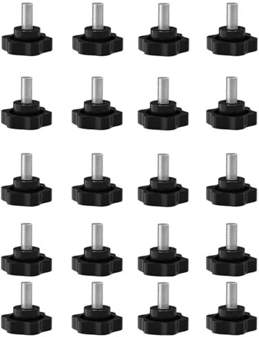 KGDUYC 20 uds. tornillos de cabeza de estrella M5, tornillos de mango de estrella, tornillos moleteados, pomos de clip roscados de mango de estrella para equipos industriales mecánicos (M5x12mm)