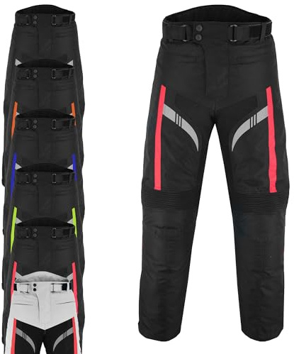 Vaster Moto Pantalones de Moto Hombre, Pantalones Protectores de Tejido Cordura Impermeables, Pantalones de Moto con Armadura extraíble (FR/ES, Letras, XL, Regular, Regular, Rojo)