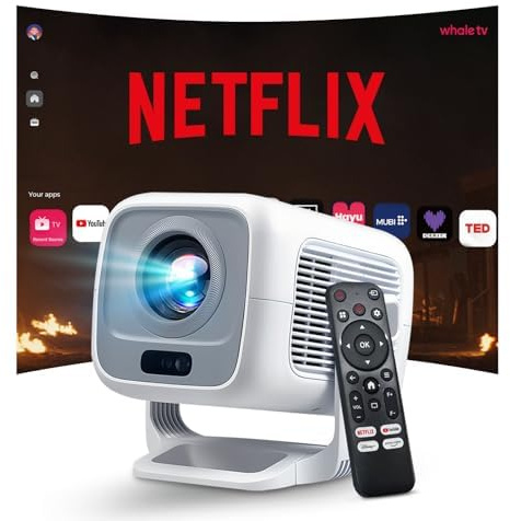 [Compatible con Netflix & Android 13] Proyector Inteligente Nativo 1080P con Soporte 4K, Enfoque y Corrección Automáticos, 800 Lúmenes ANSI, Compatible con iOS/Android/TV Stick | LYNCAST