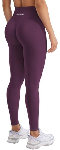 YEOREO Leggings sportivi da donna Invisible Scrunch Butt Gym Leggings a vita alta Yoga Leggings Booty Training Leggings Booty Lifting Po Push Up Gym Pantaloni sportivi, Ciliegia nera, S