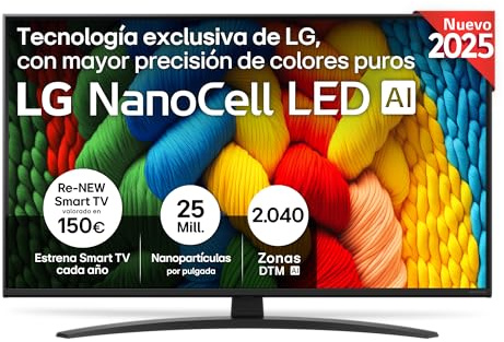 LG TV NanoCell 43NANO81A6A 43? 4K Ultra HD Smart TV Dolby Digital HDMI 2.1 WiFi Gaming
