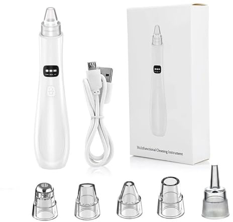 Extracteur de points noirs Port USB rechargeable Dissolvant de points noirs 3 vitesses Contrôle des pores Aspirateur avec 5 sondes Extracteur pores Bouton portable pour femmes et hommes Aspirate