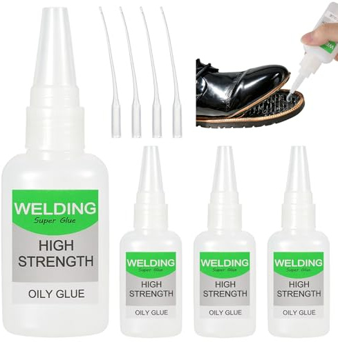 Super Colla Extra Forte, 4 Pezzi Colla Istantanea Extra Forte con Ugello Sottile, 50g Olio Asciugatura Rapida Super Liquida per Plastic Vetro Lgno Pietra Metall Ceramica e Fai Da Te
