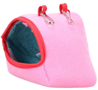 COOPHYA Amaca a Dondolo per Piccoli Animali in Cotone Rosa, Nido a Forma di Barca Cinghie Flessibili e Clip, per Ricci e Criceti in Inverno