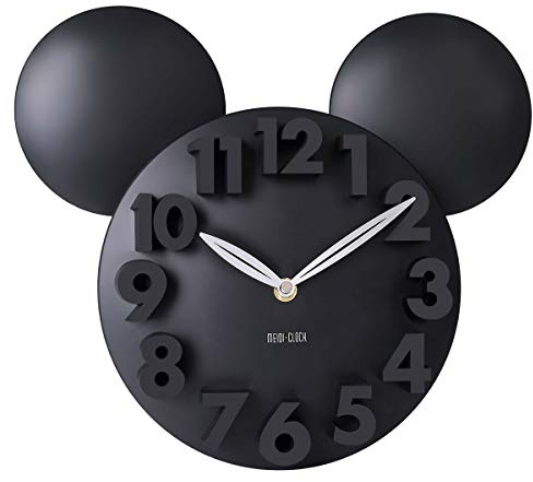 Modern Mickey Mouse Wall Clock with Large 3D Numbers – Black