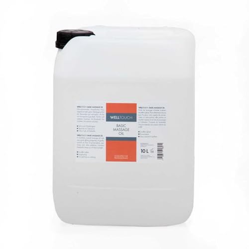 WellTouch Basic Massage Oil,10-Liter-Kanister, neutral, reizfrei, sparsam im Verbrauch, Massage-Öl in Profi-Qualität für Physiotherapie, Spa & Wellness