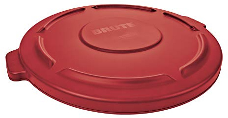 Rubbermaid Commercial Products BRUTE Heavy-Duty Round Trash/Garbage Lid, 20-Gallon, Red, Outdoor Waste Container for Home/Garage/Mall/Office/Stadium/Bathroom