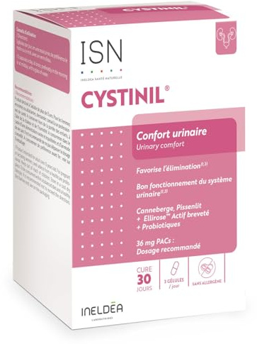 ISN - Cystinil® - Complément alimentaire à base de Cranberry, Pissenlit, Probiotiques - Améliore le confort urinaire - Cure 30 jours
