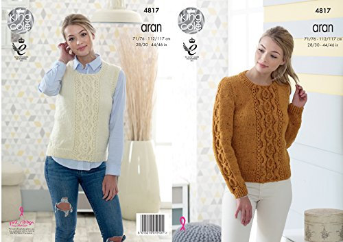 King Cole Ladies Knitting Pattern Womens Cable Knit Sweater & Slipover Fashion Aran (4817)