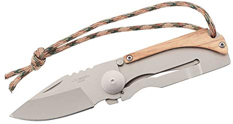 Herbertz 578208 Taschenmesser, Stahl AISI 420, Frame Lock, Zebraholz-Auflage, Gürtel-/Moneyclip, Öse, Nylonschnur, scharfes Klappmesser & Outdoor-messer für Camping, Wandern oder Jagd