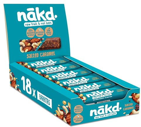 Nākd. Salted Caramel | Kaltgepresste Riegel aus Früchten & Nüssen | 100% Natürliche Zutaten | Ohne Zusatz von Zucker | Vegan | Glutenfrei & Ohne Milch | 18 x 35g | 630g