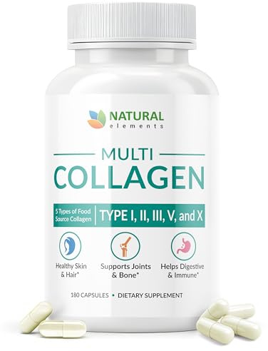 Multi Collagen 180 Protein Capsules - Type I, II, III, V, X Collagen Pills - Proprietary Blend of Eggshell, Chicken, Wild Fish & Grass-Fed Beef Collagen Peptides - 2025mg per serv