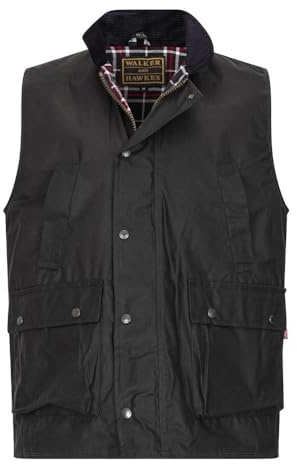 Walker and Hawkes - Winchester - Chaleco Encerado para Hombre - Efecto Calentador - Estilo campiña Inglesa - Azul Marino - XL