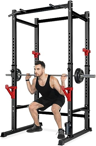 Bongkim Power Rack, Rack Cage for Weight Training, Adjustable Squat Stand Rack for Home Gym Equipment, Lifting Cage with 660lb Capacity (Black)