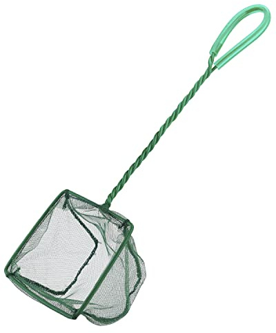 Pawfly 10 cm Acquario Fish Net con Impugnatura in Metallo Piccola Rete Quadrata con Morbida Rete di Pulizia a Maglia Fine per Serbatoi di Pesci Piccoli Koi Stagni e Piscine - Verde