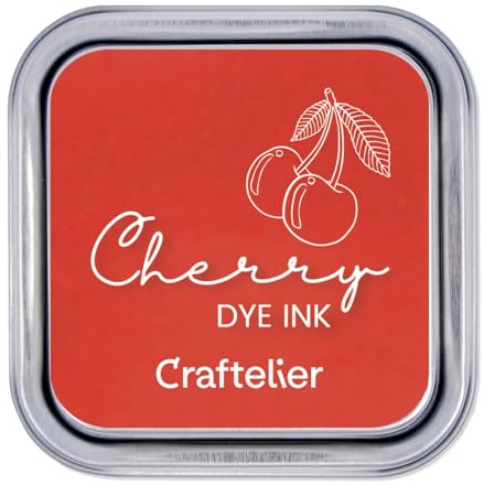 Craftelier - Collection d'encres à base d'eau | Boîte métallique à fermeture forte, tampons acryliques ou caoutchouc et surfaces poreuses | 21 couleurs (cerise)