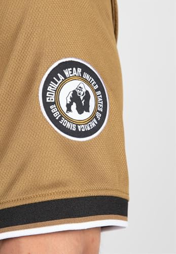Gorilla Wear Trenton-Maglia da Calcio T-Shirt, Nero/Oro, L Uomo