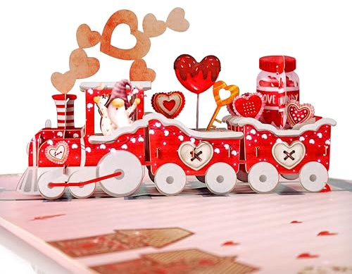 CUTPOPUP Love Train - Carte pop-up de Saint-Valentin, carte d'anniversaire, carte d'amour pop-up 3D (Love Train)