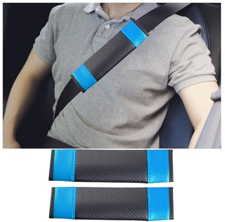 CGEAMDY 2 Piezas Protector Cinturon Coche, Almohadillas Para Cinturón Seguridad, Universal Almohadillas para Cinturón de Seguridad, Almohadilla Cinturon Coche Cinturón Seguridad(Azul Negro)