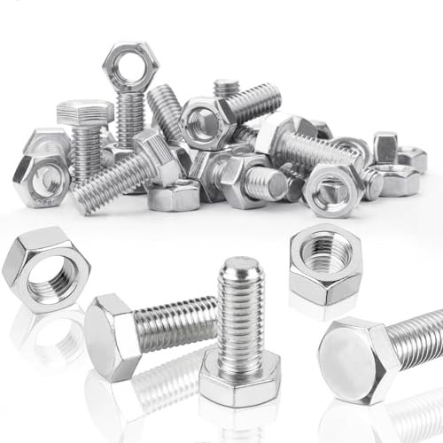 SWTYExt Lot de 50 vis à tête hexagonale M6 x 10 mm - Boulons et écrous hexagonaux DIN 933 / ISO 4017 - En acier inoxydable A2 V2A - Filetage complet - Avec vis de machine métrique