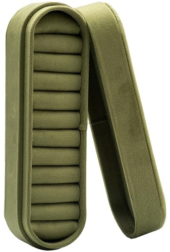 COWFEX Velvet Small Multiple Ring Box Portable Organizer Display Storage Travel Case Jewelry Earring Holder for Wedding Birthday Christmas Day (Olive Green)