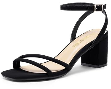 DREAM PAIRS Sandales à talons bas à bout ouvert avec boucle de cheville pour femme