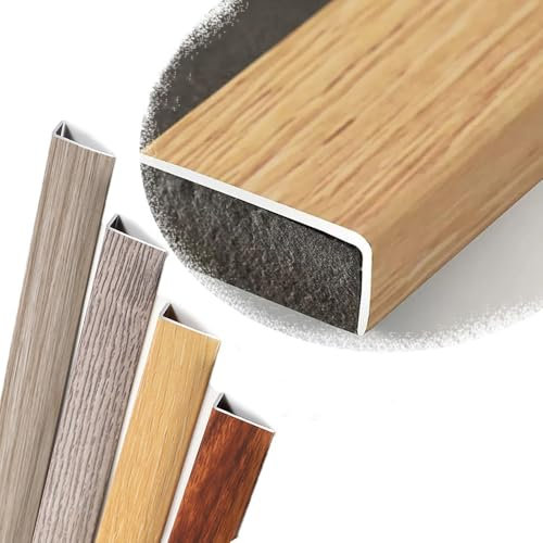 QTWLG 120cm L Profilé Nez De Marche 90cm Bordure D'escalier De Grain De Bois Protecteur De Bord D'escalier en Métal pour Escalier en Bois/Vinyle/Carrelage(Light Wood,900 * 35 * 20mm)