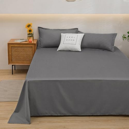 JIALIANG Bettlaken ohne Gummizug 230 x 250 cm für 2 Personen weiches und pflegeleichtes Betttuch aus Baumwolle ohne Gummizug dunkelblau