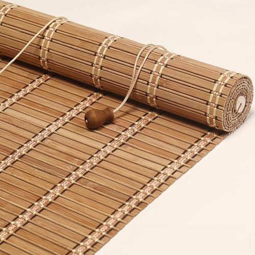 X1NGFU Store Enrouleur Bambou Naturel,Store Occultant en Bambou Exterieur,Store à Rouleau en Protection Solaire et Brise-Vue,pour Balcon/Jardin,Personnalisable,Largeur x Hauteur (55cm x 120cm)