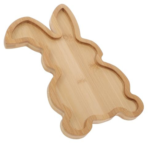 OKUMEYR Vassoio da Portata in Legno di Pasqua Piatti A Forma di Coniglietto Stoviglie Decorativo Fattoria Tavolo Vacanza Coniglio Spuntino Legno Frutta Forma Servire